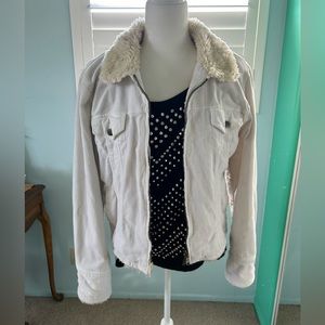 Corduroy Jacket With Fake Fur Trim